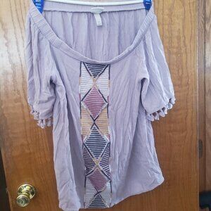 Knox Rose Boho Embroidered Peasant Top – Lavender – Women’s XL
